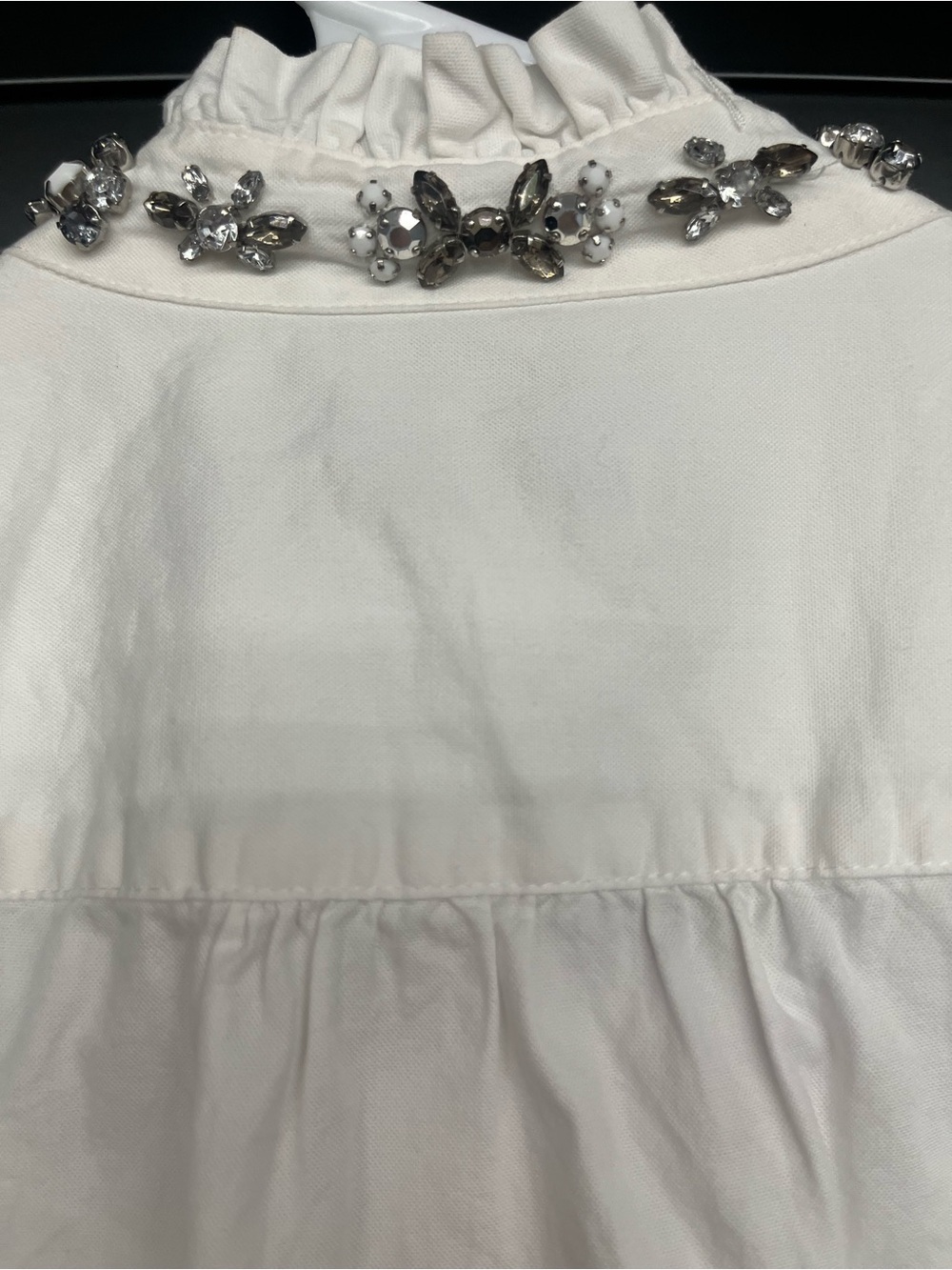 J. Crew White Sleeveless Button-Down Top with Crystal Collar - Picture 7 of 13